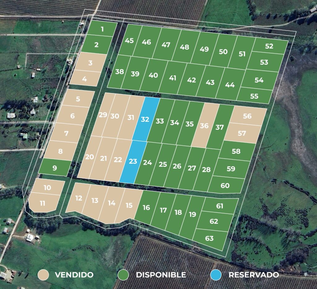 Masterplan Distribución y Disponibilidad de las parcelas Hacienda San Francisco